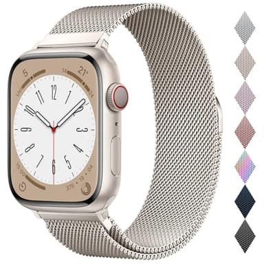Original Stainless Steel Milanese Loop Compatible with Apple Watch Band 38mm 40mm 41mm 42mm 44mm 45mm 46mm 49mm, Magnetic Clasp Band for iWatch Series 10, 9,SE, 8 7 6 5 4 3 2 1,Ultra, Women & Men - Image 1
