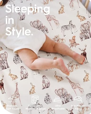 Premium Fitted Baby Boy Crib Sheets for Standard Crib Mattress - Ultra-Soft Jersey Knit Crib Mattress Sheet, Safe and Snug, Durable, Stylish Crib Sheet, 28''x52''x9'' Extra Deep Pocket - Image 2