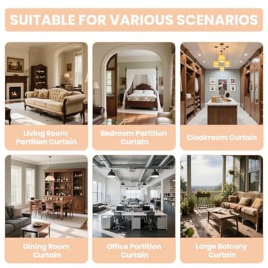 JILRON Accordion-Style Room Divider with Ceiling Track - Foldable Partition Curtain, Easy Installation(Black 180" W x 84" L-Pack of 1) - Image 6