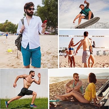 Arcweg Mens Swim Trunks with Compression Liner 2 in 1 Beach Swimming Trunks Quick Dry Swim Shorts with Zipper Pockets Black - Image 6