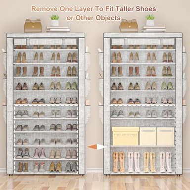 OYREL Shoe Rack 10Tier Large Capacity 50-56Pairs Beautiful Tall Shoe Shelf Free Standing Storage Cabinet Entryway Closet - Image 8