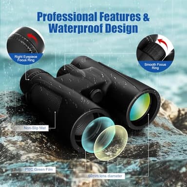 Binoculars 25X60 High Power Binoculars for Adults with BAK4 Prism FMC Lens HD Professional Waterproof Big Eyepiece Binocular for Bird Watching Sports Concerts Traveling Wildlife Hunting（25X60） - Image 3