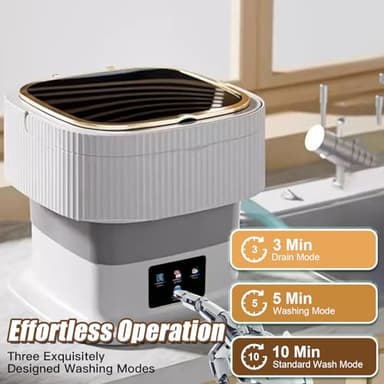 Portable Washing Machine, 11.5L Capacity Laundry Folding Washing Machine, Mini Washing Machine with 3 Wash Mode, Travel Washing Machine with Compact Design for Apartments, Travel, Dorms & Small Spaces - Image 2