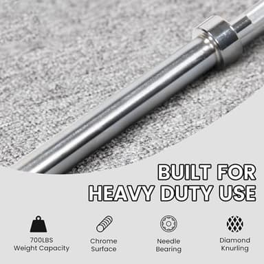 Fitvids Olympic Barbell Bar for Power Lifting and Weightlifting, 700 Pound Capacity, 2 Inch Diameter - Image 2
