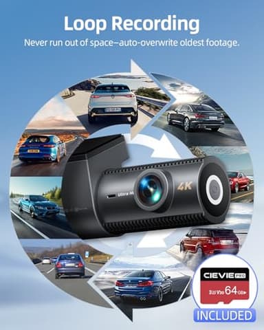 4K Dash Cam Front and Rear, 64GB SD Card, 1.5” IPS Display Car Camera, 5Ghz WiFi+App Control, Night Vision, 24H Parking Mode, G-Sensor, WDR, 170° Wide Angle, 4K+1080P Dual Dash Camera for Cars - Image 3