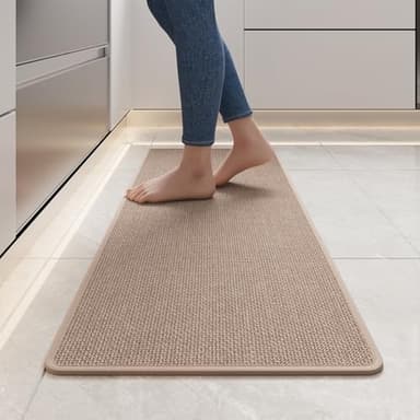YDKGL Kitchen mats for Floor, Water and Oil Absorbent Runner Rugs for Kitchen, Kitchen Mat in Front of Sink,Non-Slip and Washable Kitchen Rugs,Braided Quick Dry Kitchen Standing Mat 17x47 Brown - Image 1