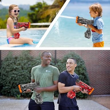 Funwee 2 Pack Electric Water Guns for Kids, Most Powered Full Automatic Water Squirt, High Powerful Capacity Long Range Bodinator Classic Full Strongest Water Blaster, Outdoor Swimming Pool Gift Toy - Image 6