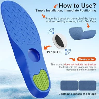 Hidden Holder Insole Compatible with AirTag, Tracking Device Insert Case for Kids Adults and Elderly, Secure Fit for Sneakers & Daily Shoes, Anti-Lost Tracker Soft Inserts for Shoes, Blue (175-190mm) - Image 8