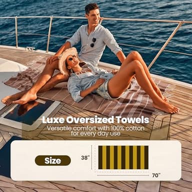 Gold CASE LYCIA Turkish Beach Towel Set of 6 – 100% Cotton Turkish Beach Towels Bulk 70 x 38'' – LYCIA Oversized, Quick Dry & Sand Free Beach Towel – Lightweight Towels Set in Black - Image 6