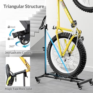 Sttoraboks Vertical Bike Stand, Freestanding Indoor Bike Storage Rack Upright Bicycle Floor Stand Indoor Bike Holder with Adjustable Height for Garage & Apartment - for Wheels Sizes up to 29” - Image 7