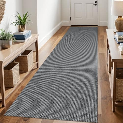 KOZYFLY Runners for Hallways 3x10 ft Washable Kitchen Runner Non Slip Rubber Backed Hallway Rugs Cotton Entryway Runner Rug Floor Carpet for Indoor Hall, Backdoor, Kitchen, Grey/Dark Grey - Image 1