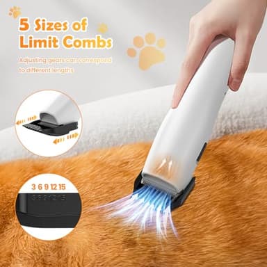 SNOYWEN Dog Grooming Vacuum & Dryer & Clippers for Shedding Grooming, 3L Canister for Large Dog, 3 in 1 Grooming Kit for Dogs at Home, Adjustable Temperature and Airflow Pet Grooming Kits. - Image 4