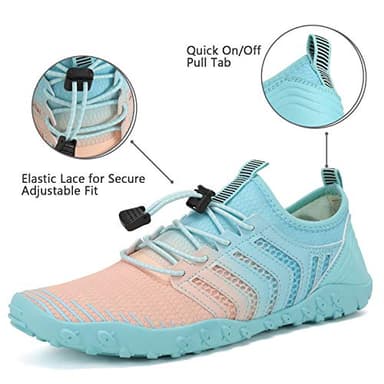 WateLves Water Shoes Mens Womens Beach Swim Shoes Quick-Dry Aqua Socks Pool Shoes for Surf Yoga Water Aerobics (Gradient Pink Blue, 38) - Image 5