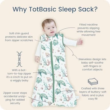 TOTBASIC Toddler Sleep Sack 2T-3T-4T, Light Wearable Blanket Baby Sleeping Bag with 2-way Safe Zipper, Ultra Soft Summer Sleep Sacks for 24-36-48 Months, XL, 2 Pack(Oceanic Crew) - Image 5