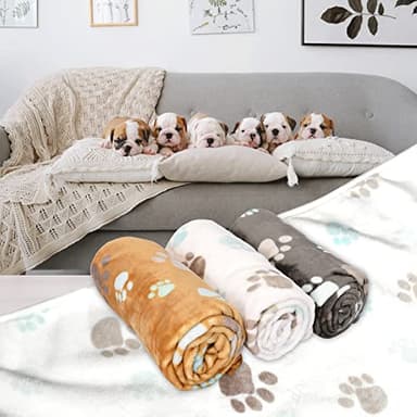 Rezutan Small Dog Blankets 3 Pack for Pet Cat Soft Fuzzy Washable Puppy Blankets, Reversible Paw Print Suitable for Dog Kennels & Beds Sofas Gifts Puppy Essentials, 23x16 inch - Image 5
