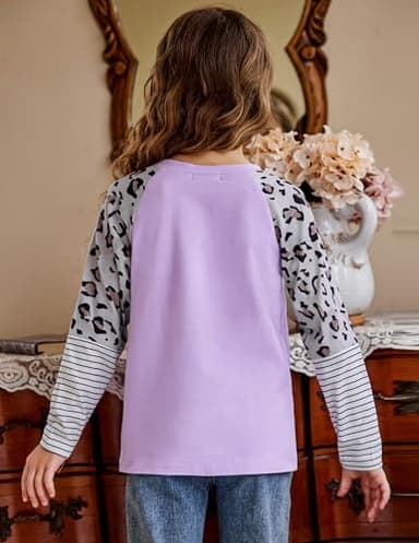 Arshiner Girls t Shirts with Pocket Design Color Block Cute Tops for Girls Purple Purple 10-12 Years - Image 6