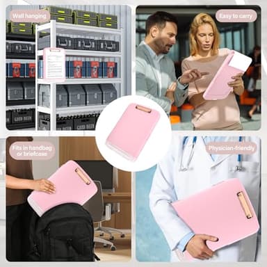 YEAHVIY Clipboard with Storage, Large Capacity Nursing Clipboards with Low Profile Clip, Heavy Duty Plastic Storage Clipboard with Pen Holder, Side-Opening (Light Pink with Rose Gold Clip) - Image 7