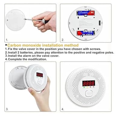 Vzmcov Carbon Monoxide and Smoke Detector LCD Display, Battery Powered, Dual sensors, 85dB Voice Alarm and Real-time Tracking, Suitable for Home/Kitchen/Bedroom/RV (Small Screen, 2Pack-CO&Smoke) - Image 3