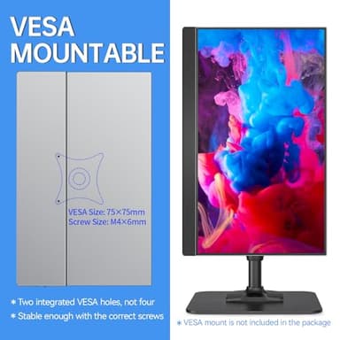 VisionOwl Portable Monitor-15.6 Inch Travel Screen FHD 1080P FreeSync Frameless USB-C Computer Display with Type-C HDMI Speakers for Laptop PC Mac Surface PS4/5 Xbox, with Cover Stand, VESA Mountable - Image 4