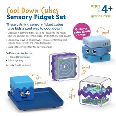 Learning Resources Cool Down Cubes Sensory Fidget Set, Fidgets for Kids, Sensory Toys for Toddlers, Fidgets for Classrooms, Ages 3+,5 Pieces - Image 6