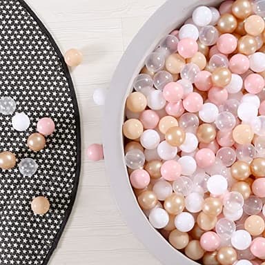 GOGOSO Ball Pits Balls Toddlers 50 100 200 500 Plastics Shape Ball Non-Phthalate Non-BPA Non-Toxic 2.2-Inch Crush Proof Play Balls, Beige+Pink+Pearl Brown+White+Clear, 100 Balls - Image 6