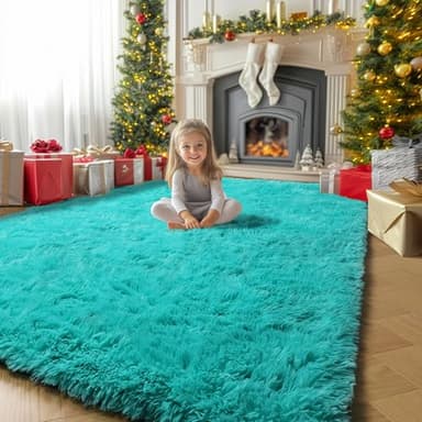 Amdrebio Blue Area Rugs for Bedroom, Fuzzy Fluffy Furry Rug 5x8 for Living Room, Cute Plush Shaggy Carpet for Kids Teen Girls Boys, Baby Light Turquoise Teal Rugs for Nursery Playroom Classroom Dorm - Image 7