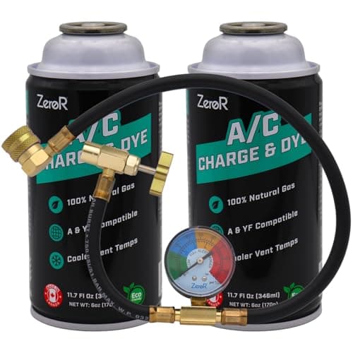 ZeroR AC Refrigerant Recharge Kit | R134a Replacement - Hydrocarbon Gas | 24" Tool for SSV Cans (2) - Image 1