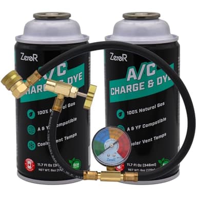 ZeroR AC Refrigerant Recharge Kit | R134a Replacement - Hydrocarbon Gas | 24" Tool for SSV Cans (2) - Image 1