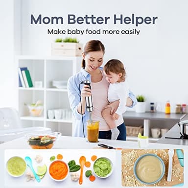 Ganiza Immersion Blender 5 in 1 Hand Blender Max 1000W Heavy Duty Motor, 16 Speed Mode Handheld Blender Stainless Steel Blade With 800ml Mixing Beaker, 600ml Chopper, Whisk and Milk Frother - Image 6