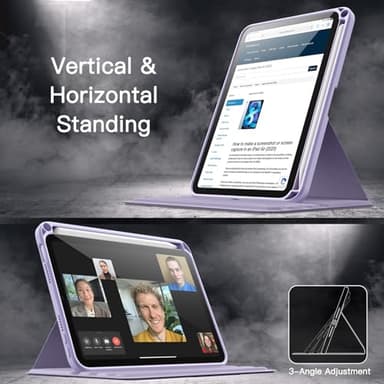 JETech Rotating Case for iPad mini (A17 Pro, 2024 Model, 7th Generation) / mini 6 (2021 Model, 6th Generation) with Pencil Holder, 360 Degree Rotation Protective Stand Cover Clear Back (Purple) - Image 7