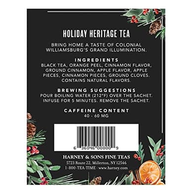 Harney & Sons Holiday Heritage Colonial Williamsburg Blend | Black Tea with Warm Apple, Cinnamon, and Orange Peel,20 Count (Pack of 1) - Image 2