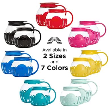 Ecolution Patented Micro-Pop Microwave Popcorn Popper with Temperature Safe Glass, 3-in-1 Lid Measures Kernels and Melts Butter, Made Without BPA, Dishwasher Safe, 3-Quart, Aqua - Image 8