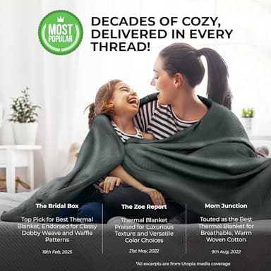 Utopia Bedding Smoke Gray 100% Cotton Blanket [Twin Size - 90x72 Inch] 350GSM Lightweight, Soft and Breathable Thermal Dorm Bed Blanket for All Seasons - Image 4