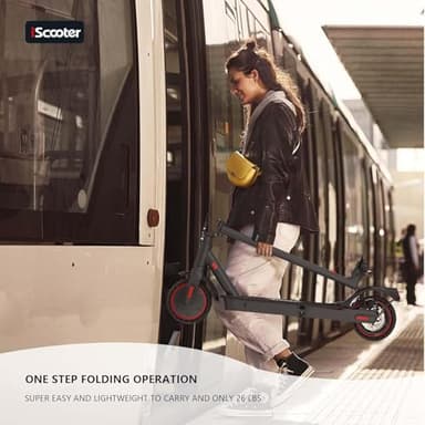 iScooter Electric Scooter 2024, 18Miles Travel Range, 19 Mph Top Speed, Foldable Scooter Electric with 8.5 Inch Solid Tire, Smart APP, Double Braking Systems for Teenage and Adults - Black - Image 7