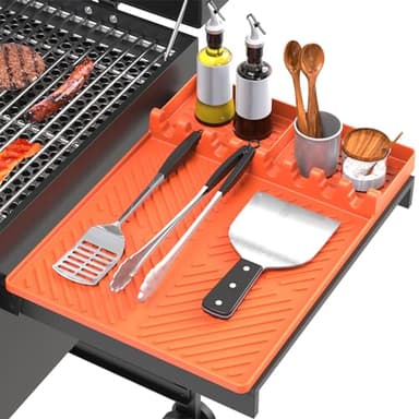 Silicone Grill Mat Compatible with Blackstone, Silicone Griddle Tools Mat with Drip Pad, Spatula Mat for Outdoor Grill Kitchen Counter (Orange) - Image 7
