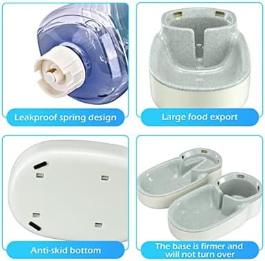 Automatic Dog Cat Feeder and Water Dispenser Gravity Food Feeder and Waterer Set with Pet Food Bowl for Small Medium Dog Puppy Kitten, Large Capacity 1 Gallon x 2(Grey - Image 7