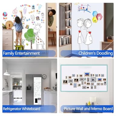 Magnetic Dry Erase Whiteboard Paper with Adhesive, 24" x 12" White Board Film for Wall, Easy to Write and Clean Dry Erase Board for Office, Classroom, Home, Include Marker, Magnetic Eraser and Magnets - Image 6