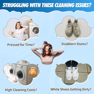 GLOWPOINT Shoe Cleaner, 6.76 Oz White Shoe Cleaning Kit with Brush & Towel, Sneaker Cleaner Foam Removes Dirt & Stain for Tennis Shoe, PU Leather, Knit - Image 2