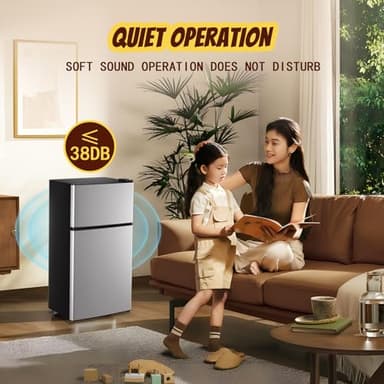 TACOOL 2.4 Cu.ft Mini Fridge Mini Refrigerator with Freezer Dual Door Dorm Fridge for Personal Senven Temp Gear Suit for Apartment, Bedroom, Rv Silver - Image 8