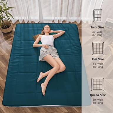 MAXYOYO Futon Mattress, Padded Japanese Floor Mattress Quilted Bed Mattress Topper, Extra Thick Folding Sleeping Pad Breathable Floor Lounger Guest Bed for Camping Couch, Bluestone, Queen - Image 7