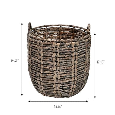 happimess BSK1003B Laurel 19.49" Bohemian Handwoven Abaca Hamper Basket with Handles, Brown for Storage and Decoration in Bathroom, Bedroom, Living Room - Image 2