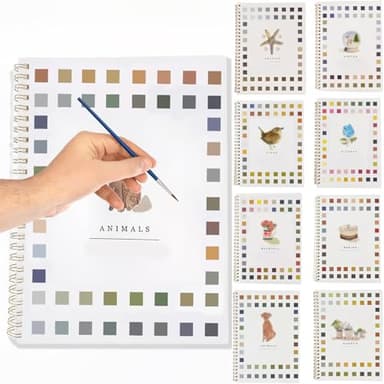 Watercolor Workbooks for Beginners,16 Spiral-Bound Pages Dispersed Watercolor Book for Adults, Arts and Crafts Supplies Gift (Animals) - Image 1