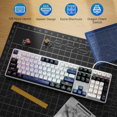 Redragon K689 Wired Gasket RGB Gaming Keyboard, 108 Keys Mechanical Keyboard w/Extra 4 Hotkeys, Upgraded Hot-swappable Socket, 3-Layer Noise Dampening, Mixed Color Keycaps, Custom Linear Switch - Image 2