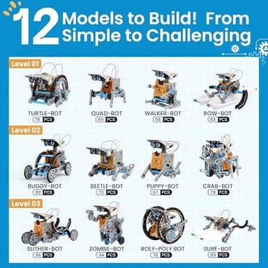 Sillbird 12-in-1 Solar Robot Building Kit STEM Gift for Boys Aged 8-13, DIY Science Educational Robotic Toys for Kids Teens Birthday, Powered by The Sun with 190 Pieces - Image 6