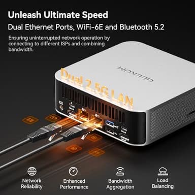 GEEKOM A8 Max Mini PC with AMD Ryzen 9 8945HS, Dual 2.5G LAN Mini Gaming PC with 32GB DDR5 2TB PCIe 4.0 NVMe SSD, Mini PC Windows 11 Pro/Wi-Fi 6E/BT 5.2/USB4/8K/SD Slot/VESA - Image 4