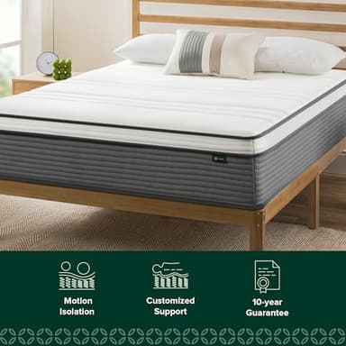 ZINUS 10 Inch True Support Hybrid Mattress [New Version], Twin, Fiberglass Free, Medium Feel, Motion Isolation, Certified Safe Foams & Fabric, Mattress in A Box - Image 3