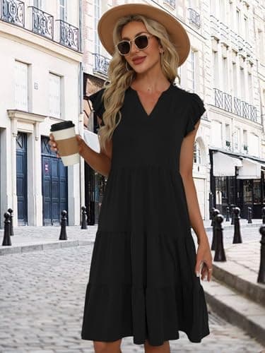 Summer Dresses for Women 2025 Elegant Classy Casual Graduation Plus Size Spring Midi Mother of Bride Boho Maxi Dress Fashion Vacation Seniors Formal Cocktail Clothes Black Large - Image 5