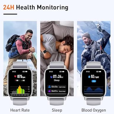 Smart Watch, 1.95" Smartwatch for Men Women(Answer/Make Call), Fitness Watch with 110+ Sports Modes/Heart Rate/Pedometer/Sleep Monitor, IP68 Waterproof Fitness Activity Tracker for Android iOS, Gray - Image 4