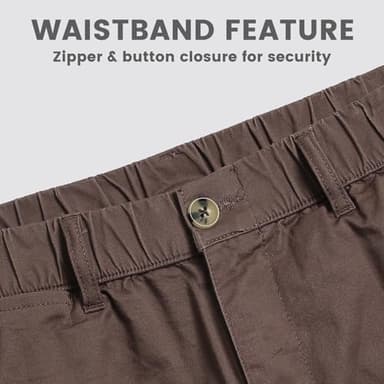 maamgic Men's Classic-fit 5.5" Cotton Casual Shorts Elastic Waistband with Multi-Pocket Daily Wear Walking Summer Outfit Coffee 32 - Image 5