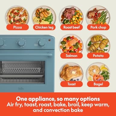 bella Air Fry Toaster Oven, 7 Preset Cooking Options, Dishwasher-Safe EverGood Coated Trays Included, 60-Minute Auto Shutoff w Audible Timer, Power Indicator Light, 1700 Watt, Surf - Image 5